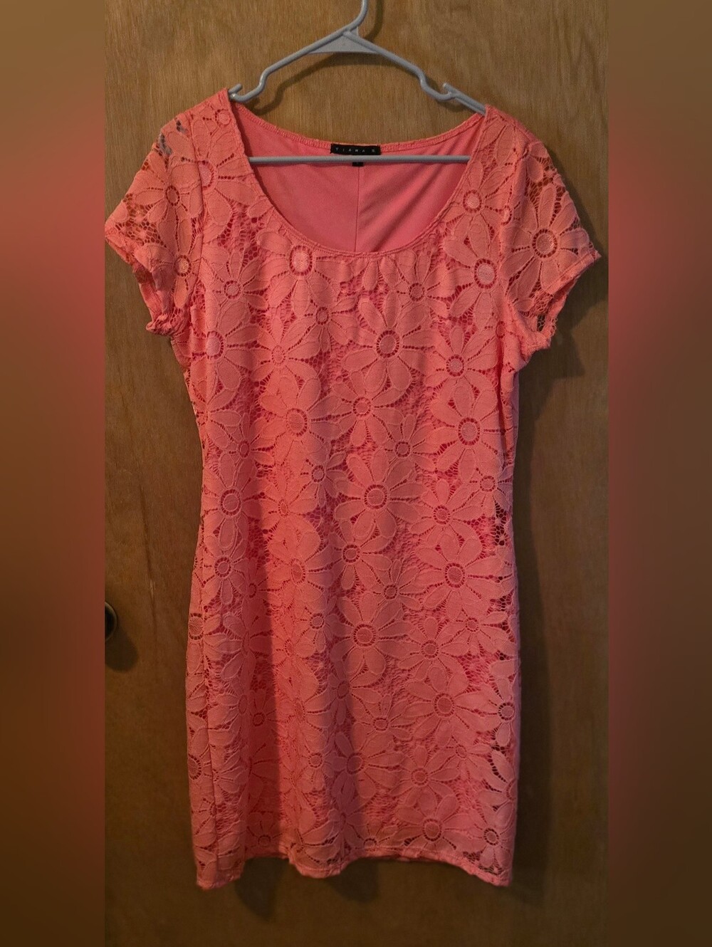 Coral Lace Floral Dress